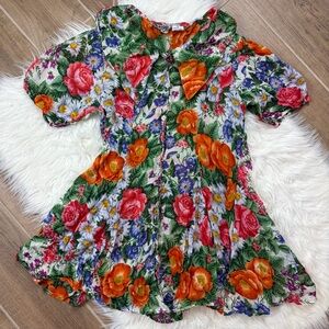 Vintage Speed Limit mph Vibrant Floral Mini Dress (Top)
